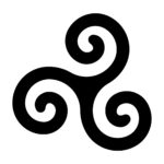 Black celtic spiral triskele on white background