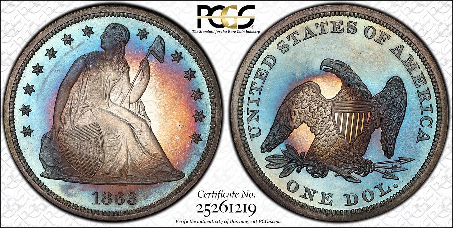 1863-seated-dollar-PCGS-LRCA-Sale-39-July2020